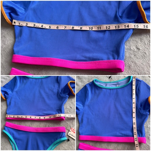 NWT Free People OneOne Two-Piece Ribbed Swimsuit Brenda Gaby Crop Surf  Bilbao - Picture 15 of 16